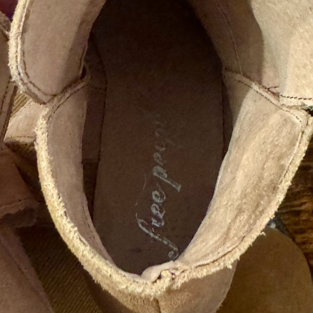 Free People Tan Suede Woven Ankle Booties - Picture 13 of 14